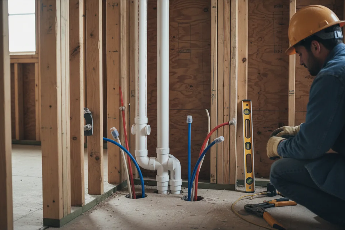 Drain and supply rough-in during Garbage Disposal Repair in Forest Lake