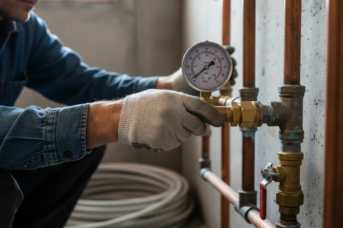 Pressure testing a repaired line during Water Line Repair in Forest Lake